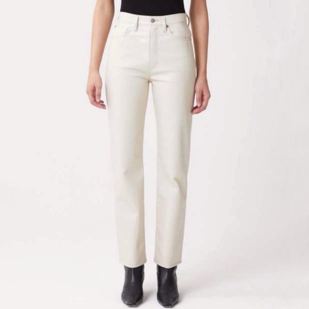 Agolde Leather ‘90s Pinch Waist Jeans Size 25 Powder High Rise Straight Leg Pant